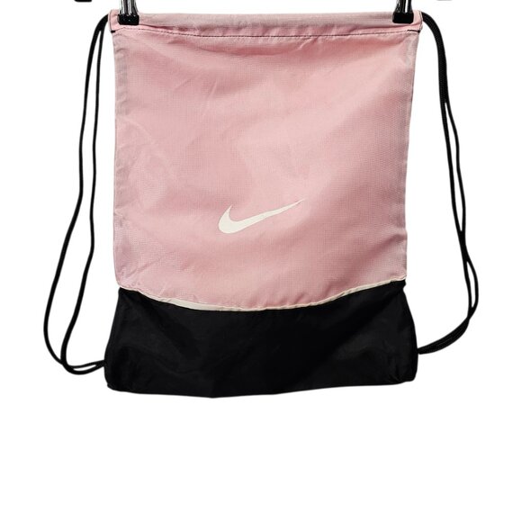 Nike Draw String Training Gym Sack Pink Black Backpack Bag - Picture 2 of 8